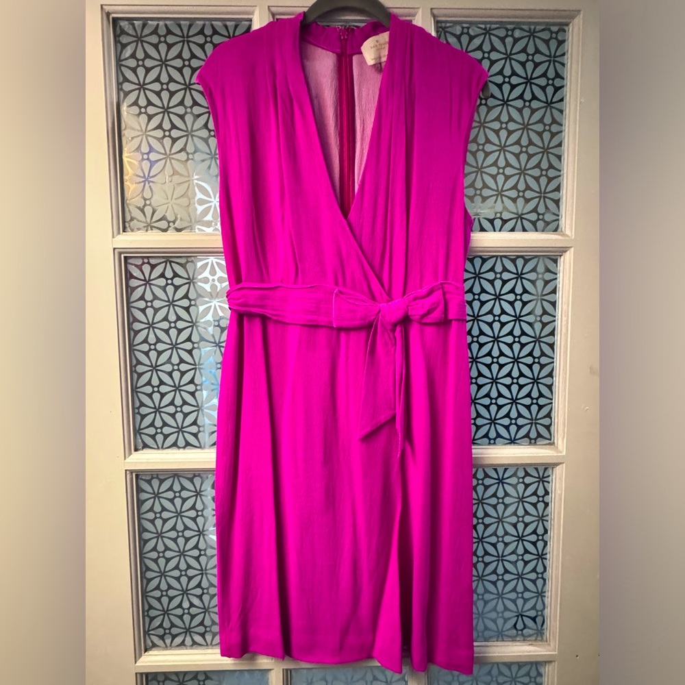 Kate spade Brighton Villa faux wrap bow dress vivid snapdragon pink 10